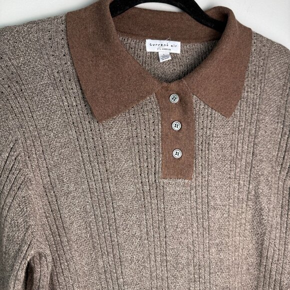 Current Air Womens Polo Sweater NWOT Brown 100% Cotton Size L Academia - Picture 7 of 9